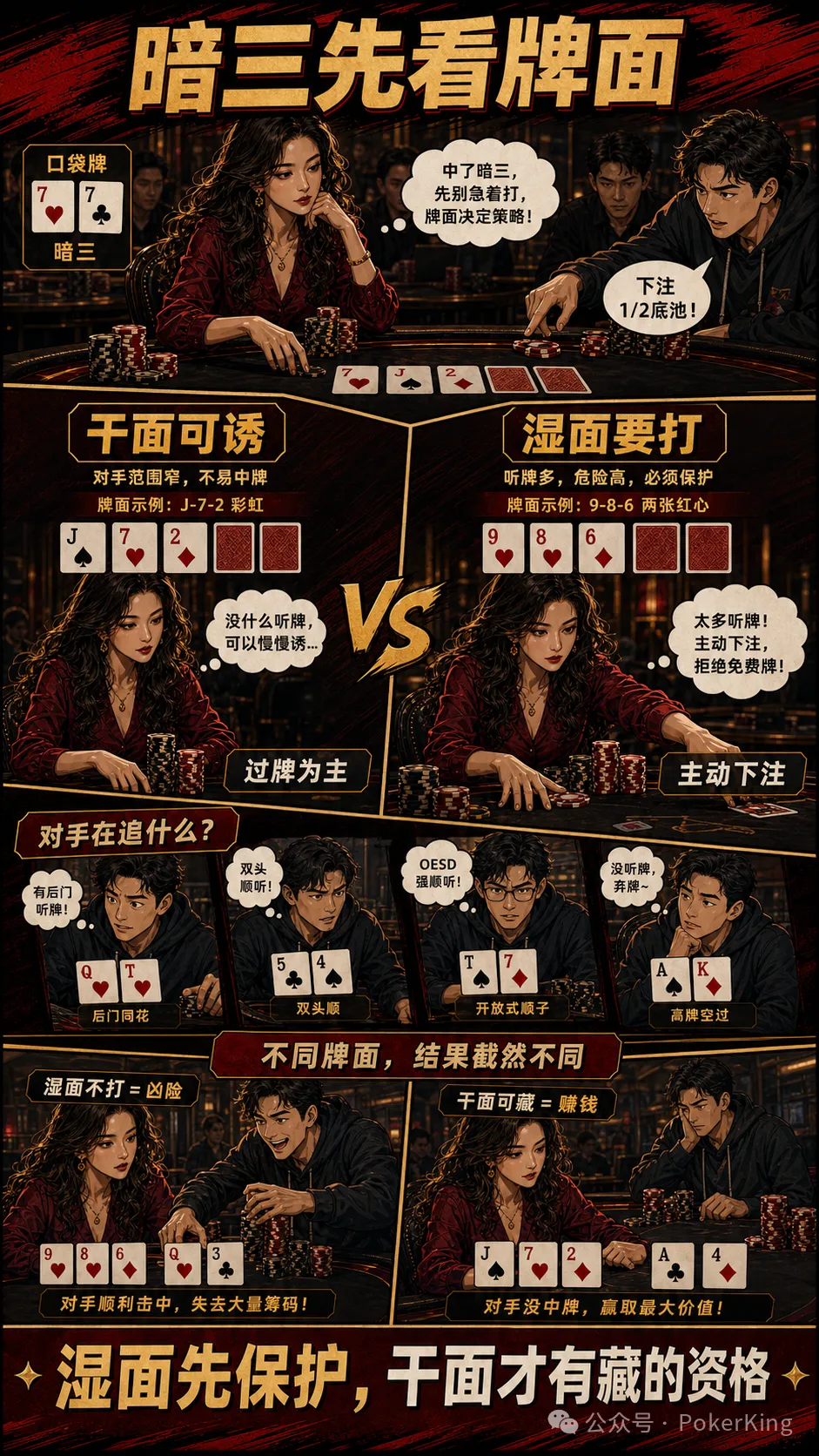 【微扑克】暗三条要不要慢打？先看牌面、对手和人数再决定